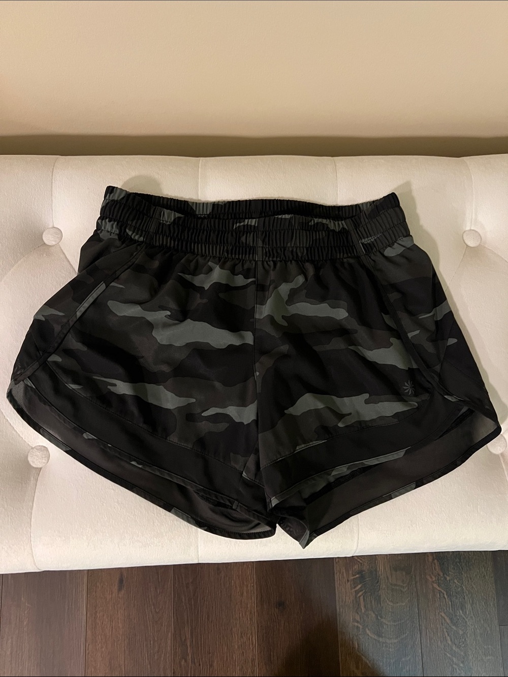 Athleta Black & Gray Camo Running Shorts